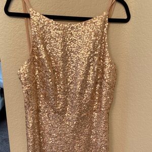 Long Sequin Rose Gold Dress